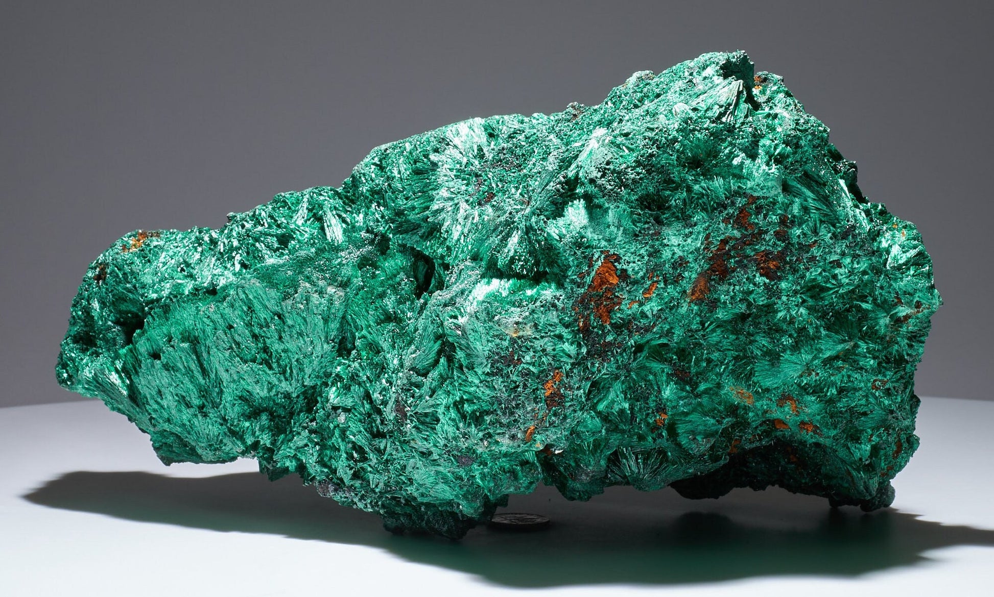 7.29 LB, 9.84 Inches Cabinet Museum Geode Chatoyant Fibrous Malachite Specimen ( The CAVE )