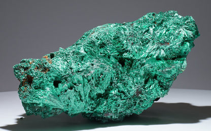 7.29 LB, 9.84 Inches Cabinet Museum Geode Chatoyant Fibrous Malachite Specimen ( The CAVE )