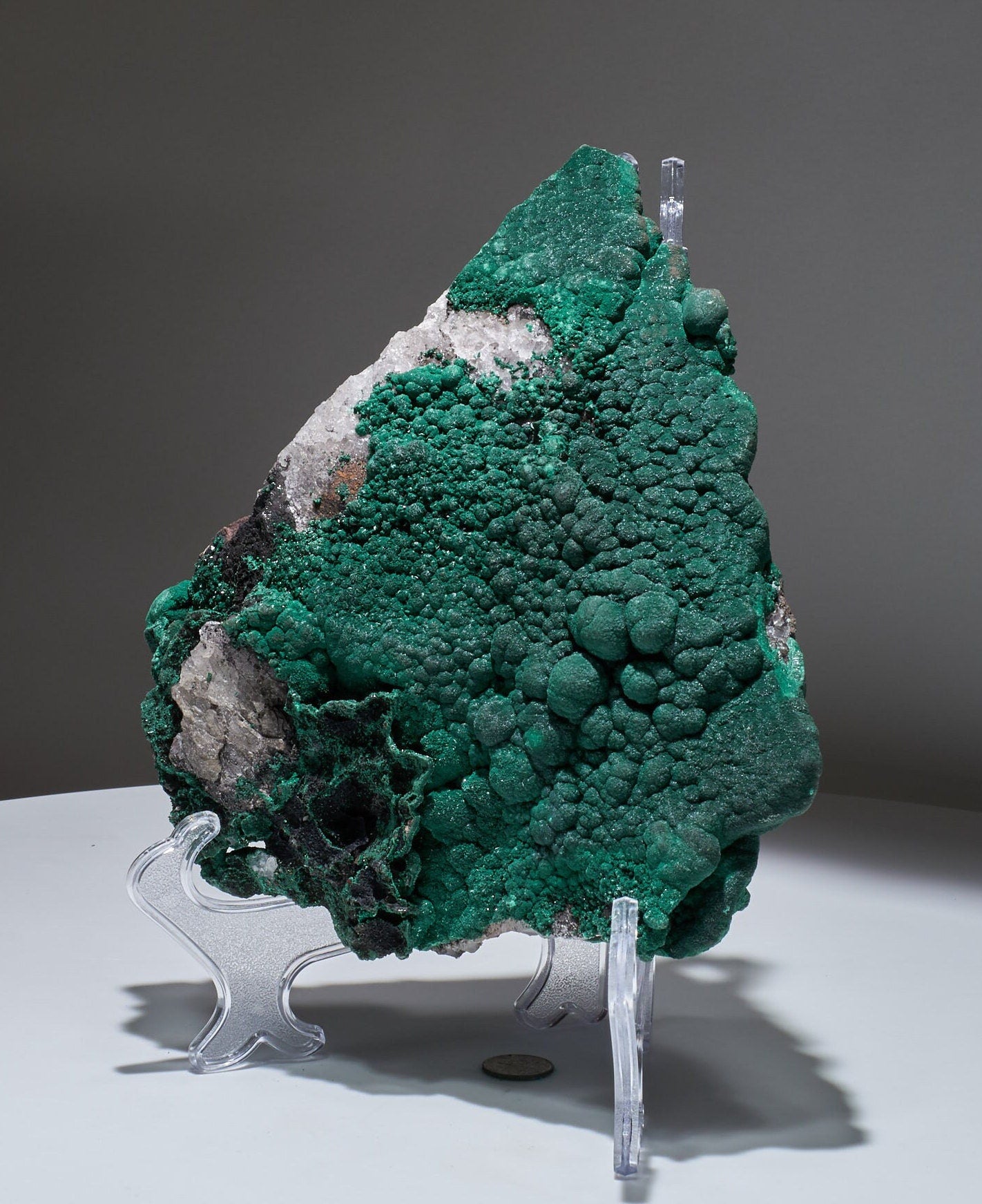 3.7 LB, 7.87 Inches Cabinet Museum Malachite & Quartz Collector Specimen