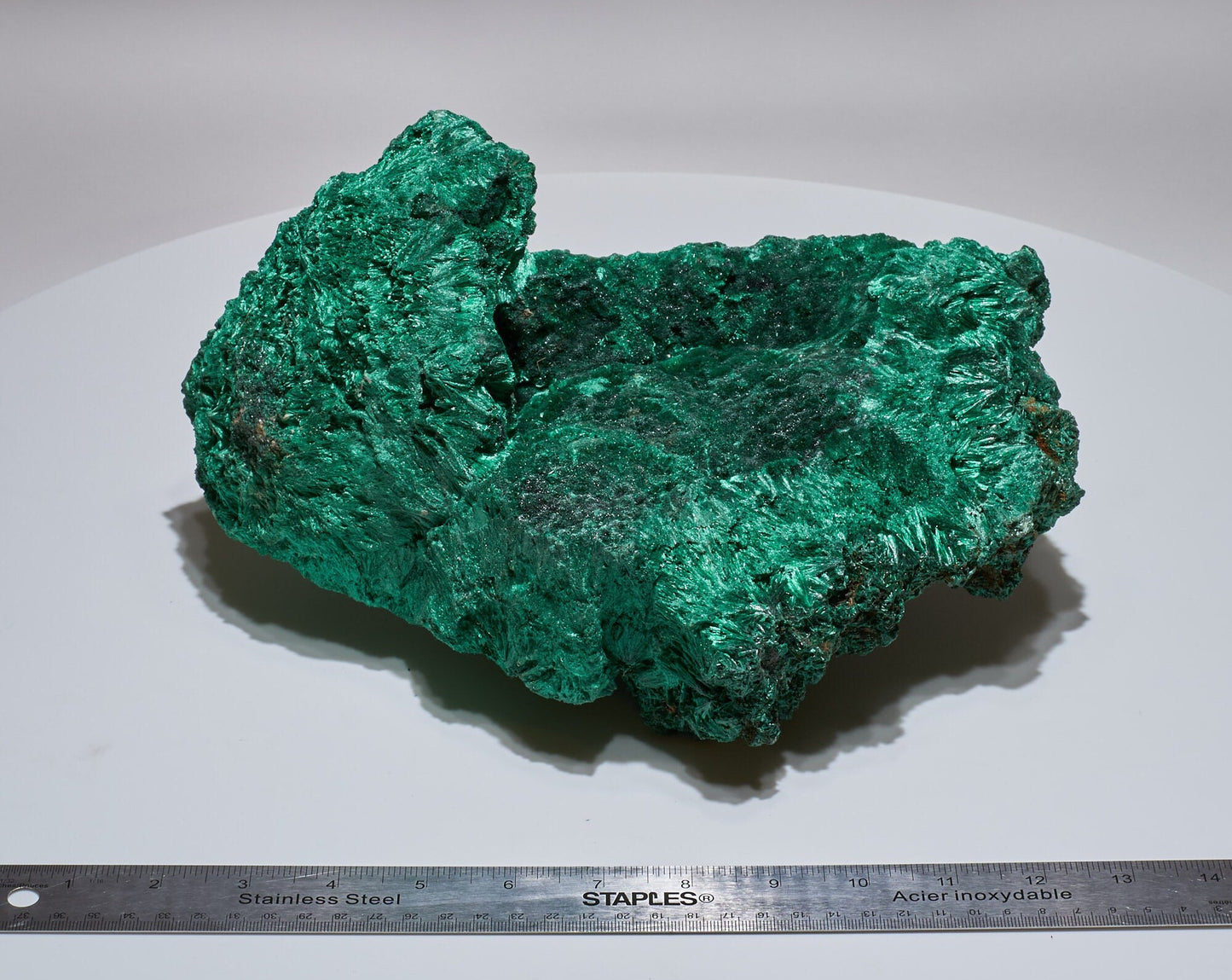 11.15 LB, 11.81 inches LARGE Cabinet Museum Piece Chatoyant Fibrous Malachite Specimen ( The Sail )