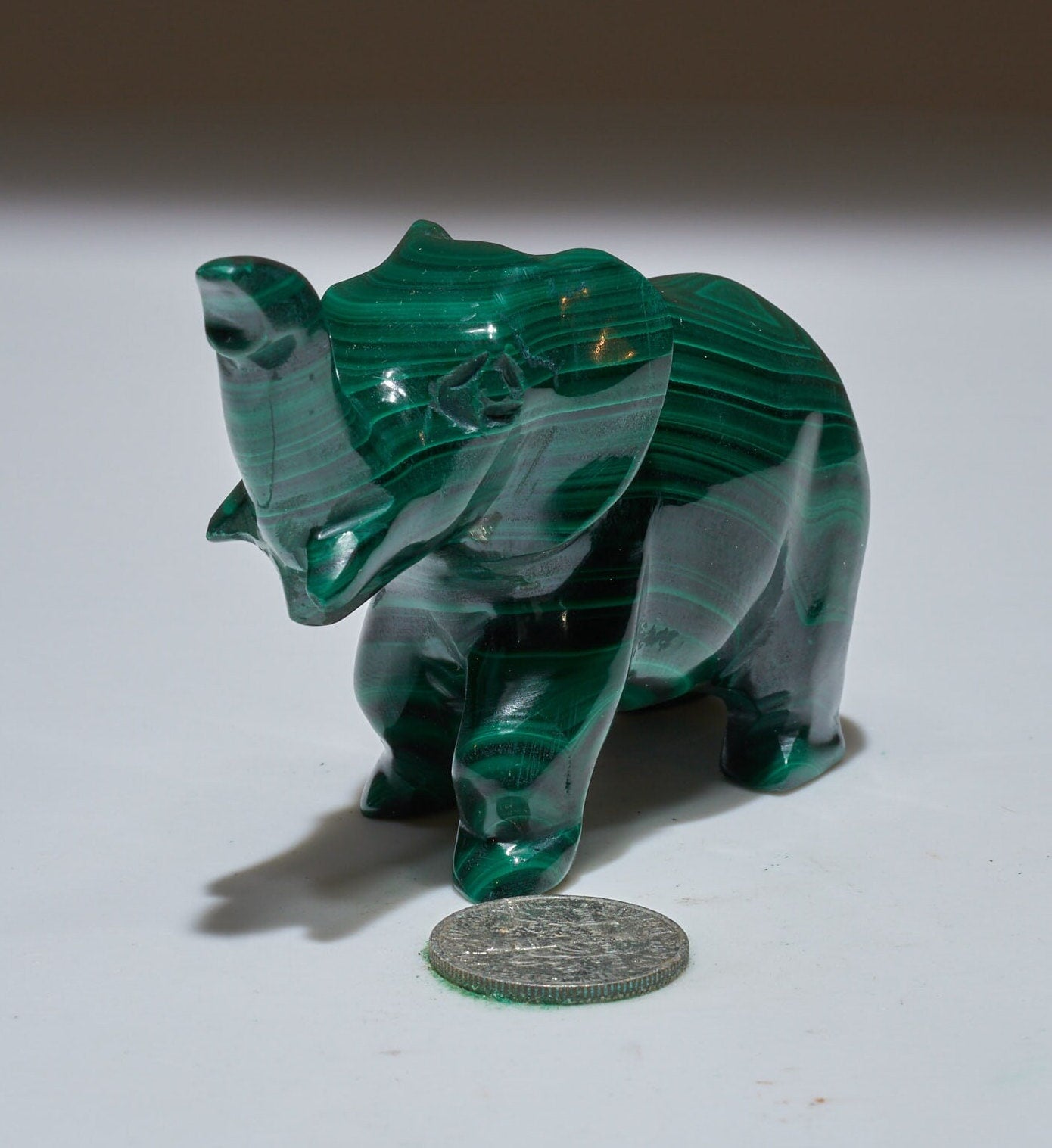 0.28 LB Carved Malachite Elephant