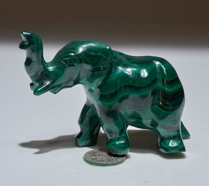 0.33 LB Carved Malachite Elephant