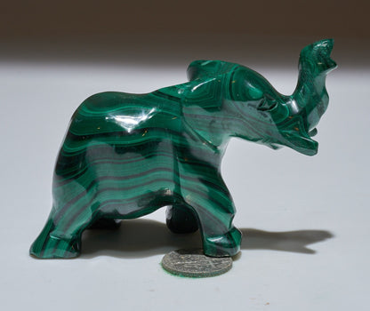 0.33 LB Carved Malachite Elephant