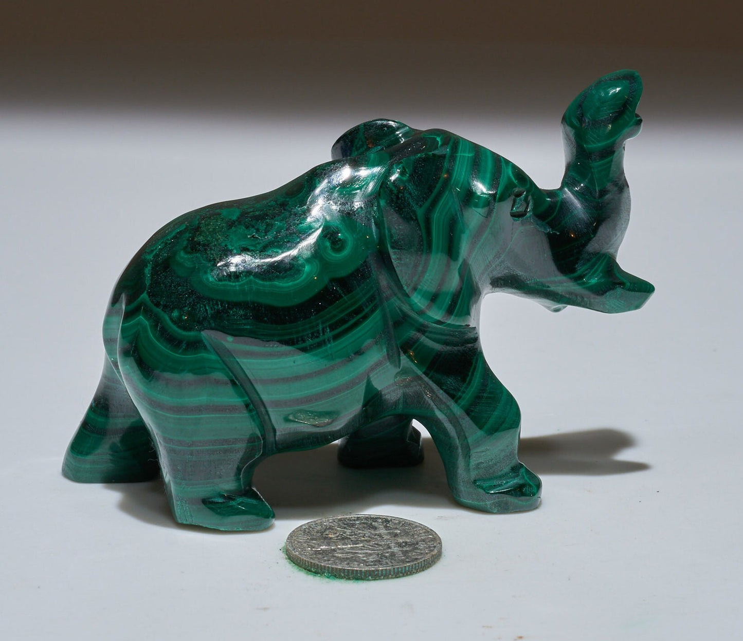 0.29 LB Carved Malachite Elephant