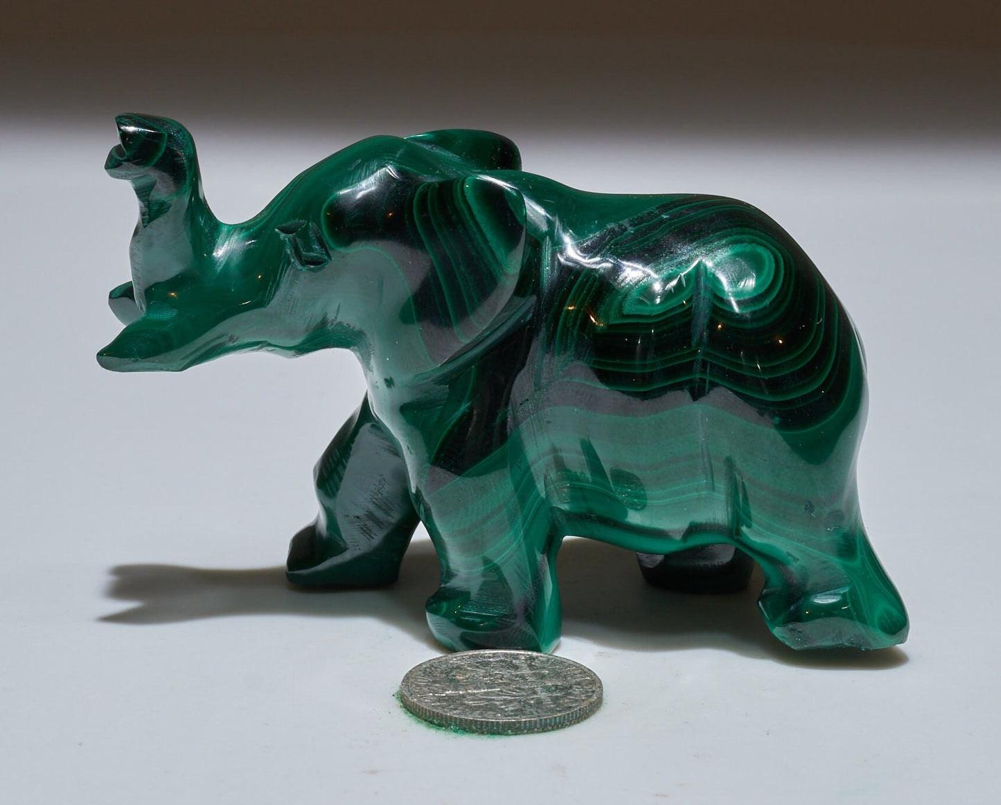 0.34 LB Carved Malachite Elephant