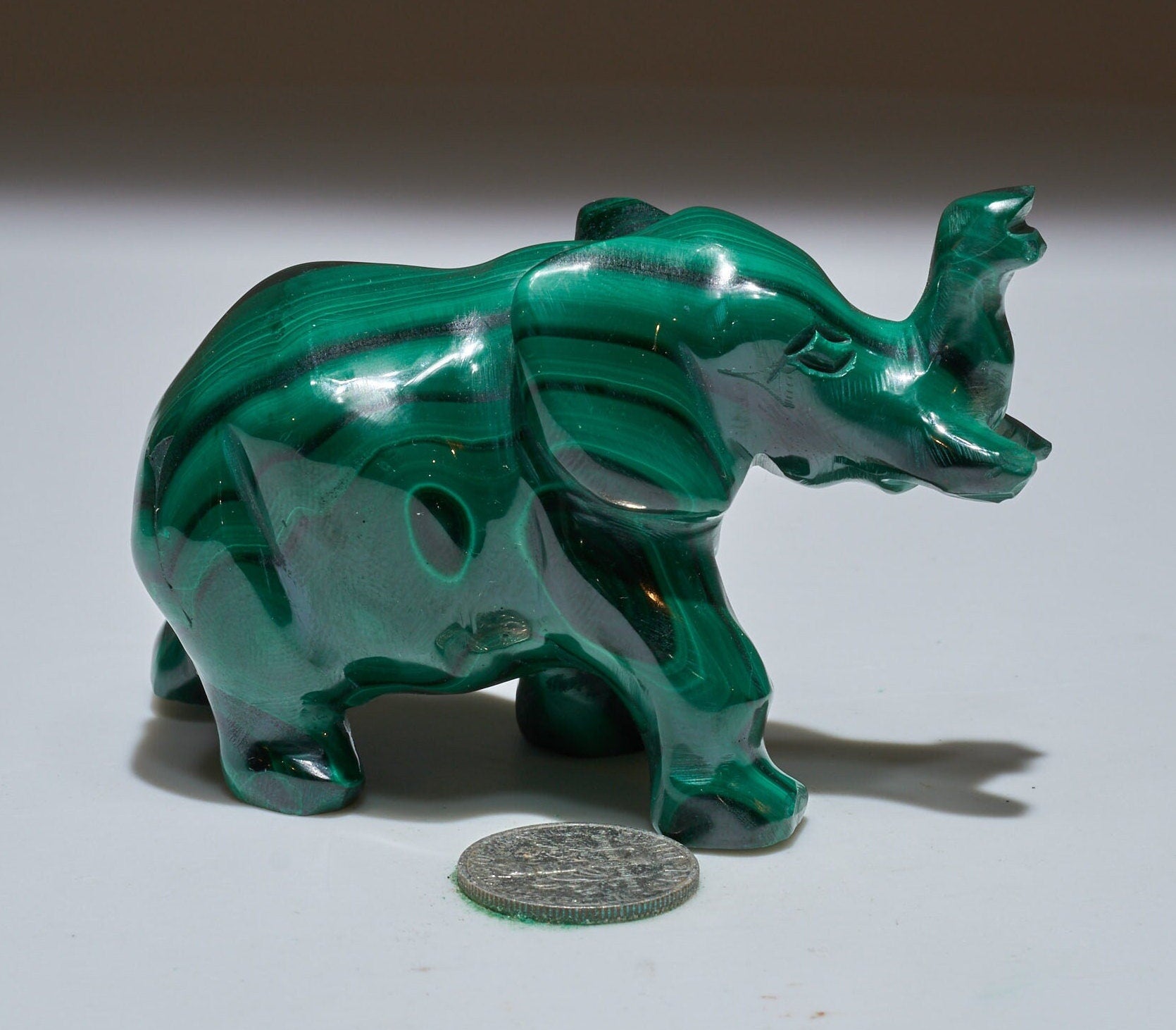 0.34 LB Carved Malachite Elephant