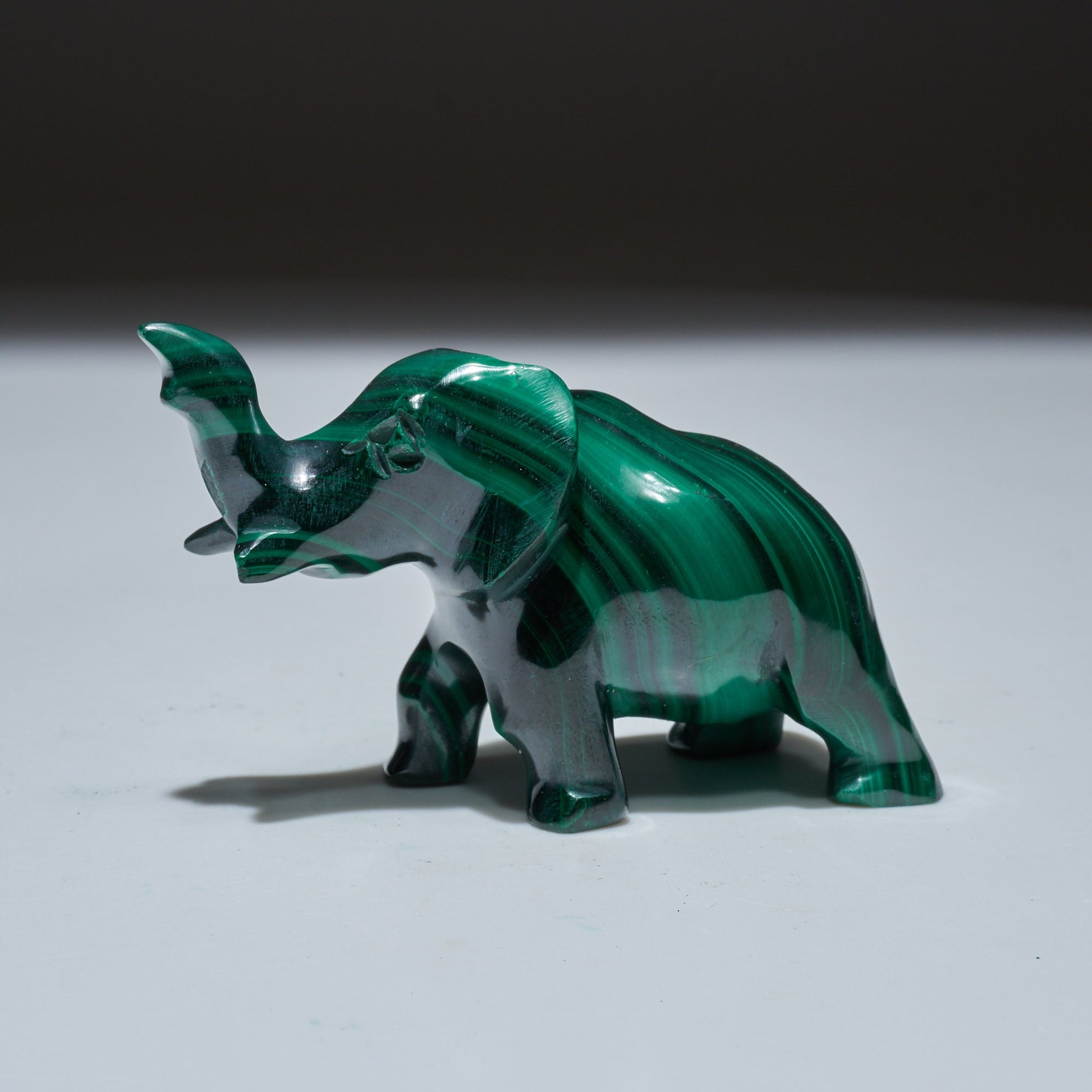 0.26 LB Carved Malachite Elephant