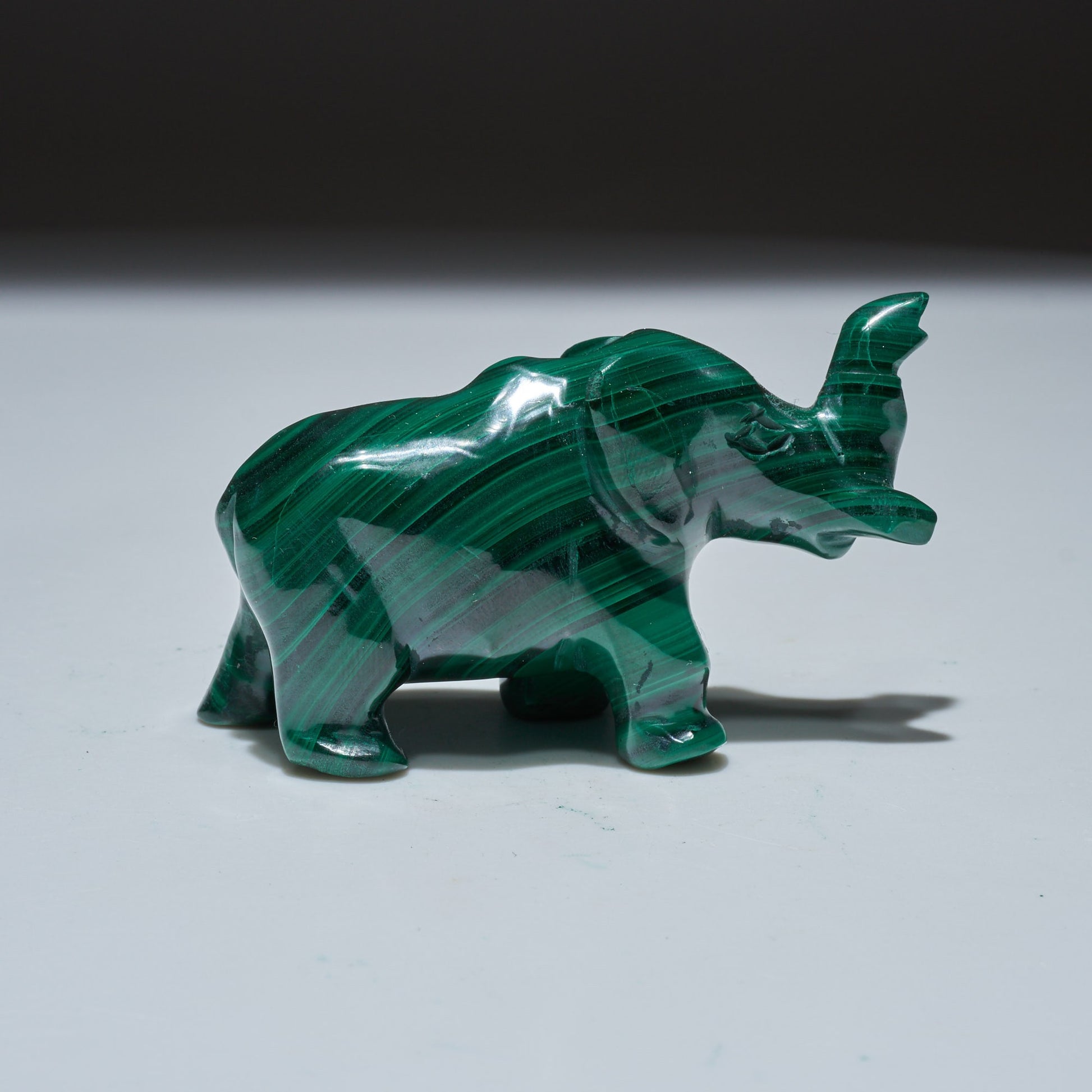 0.27 LB Carved Malachite Elephant