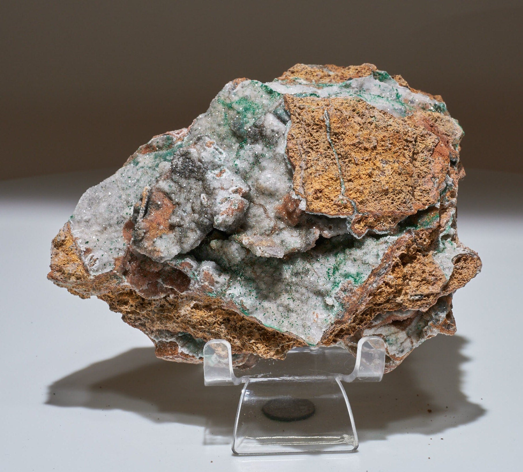 1.17 LB Large Musuem Geode Crystallized Chrysocolla & Malachite Specimen