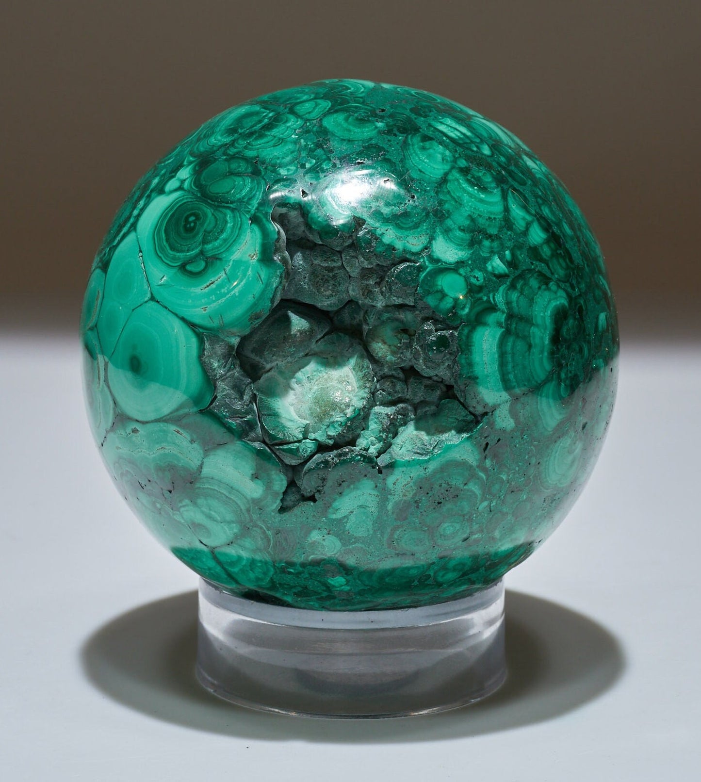 1.8 LB Malachite Geode Sphere