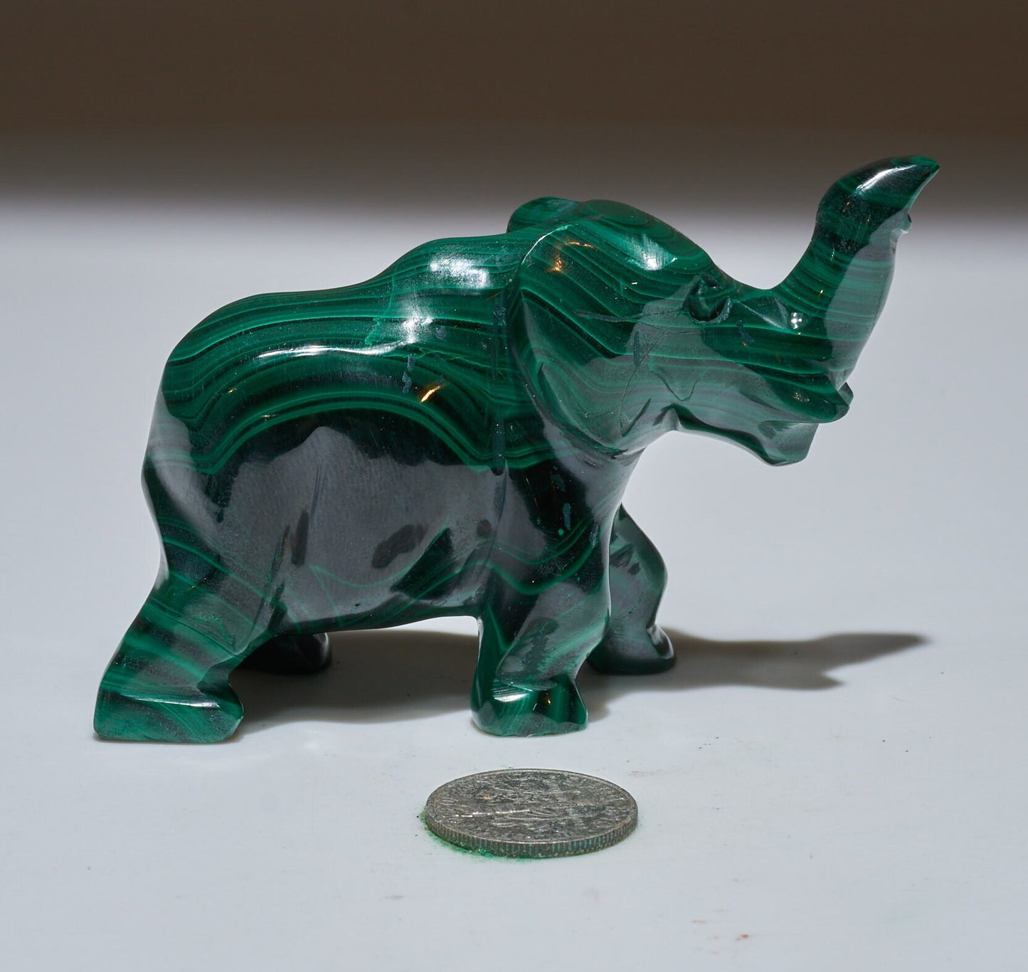 0.28 LB Carved Malachite Elephant