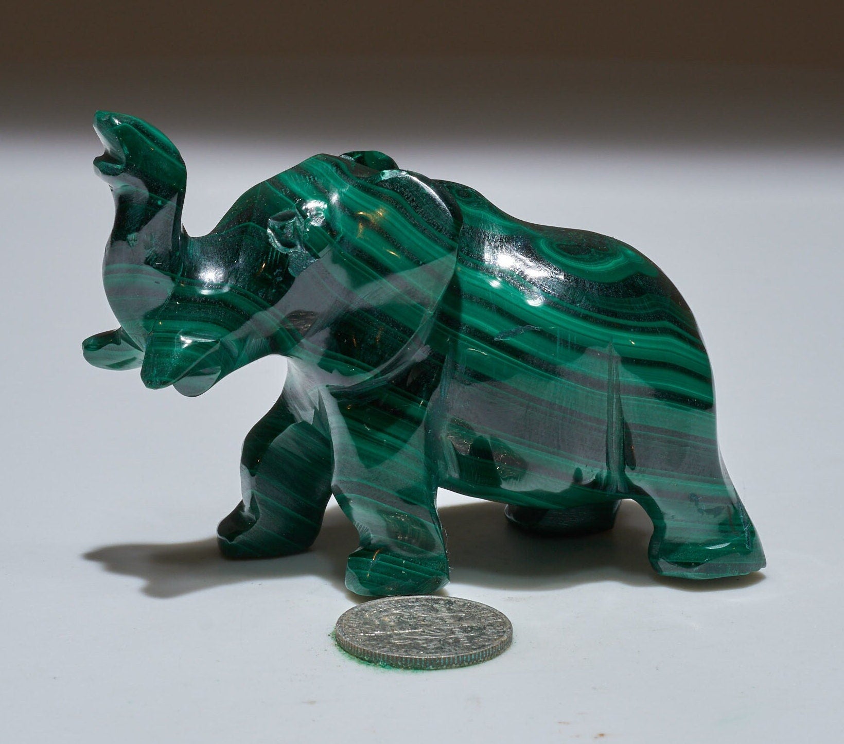 0.29 LB Carved Malachite Elephant