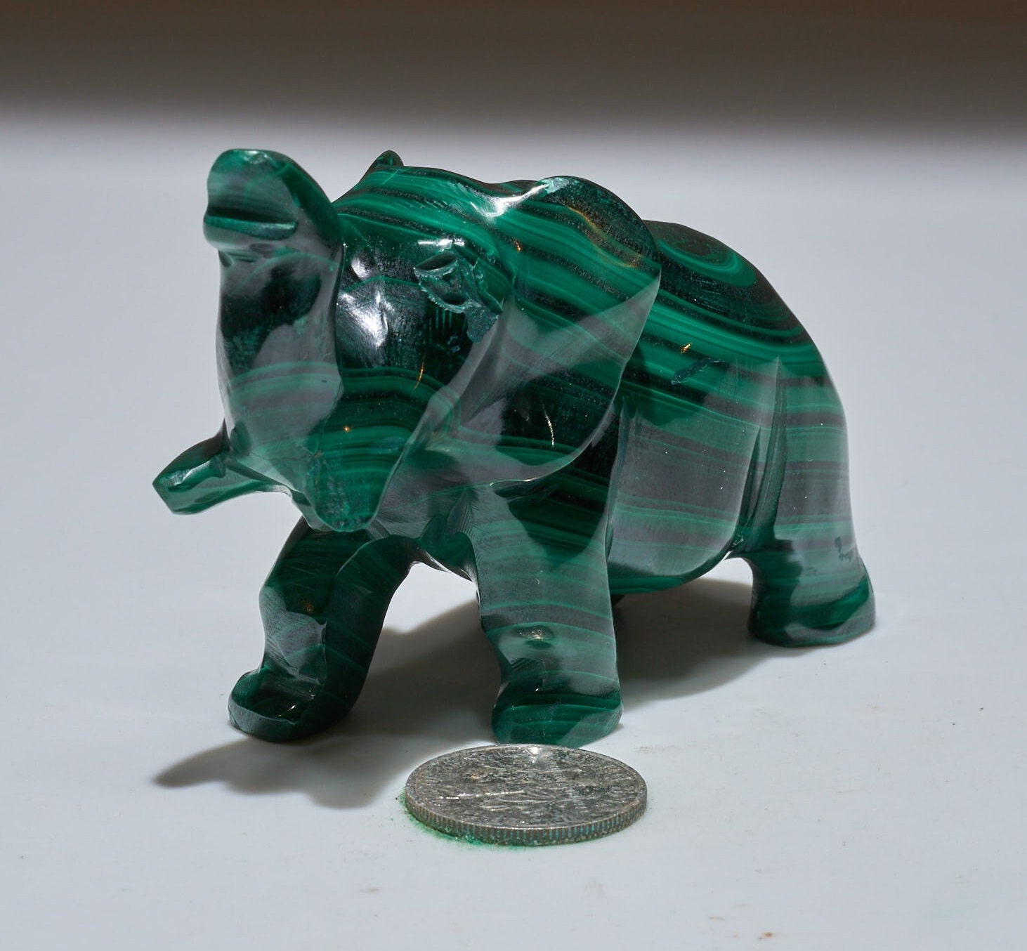 0.29 LB Carved Malachite Elephant