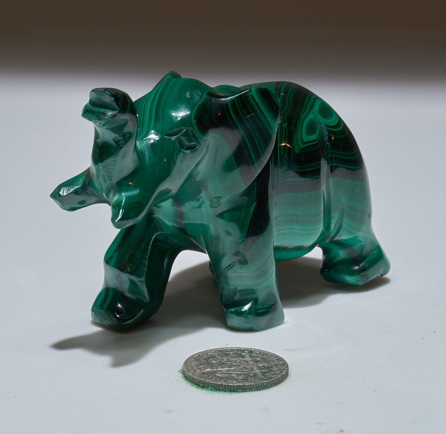 0.34 LB Carved Malachite Elephant