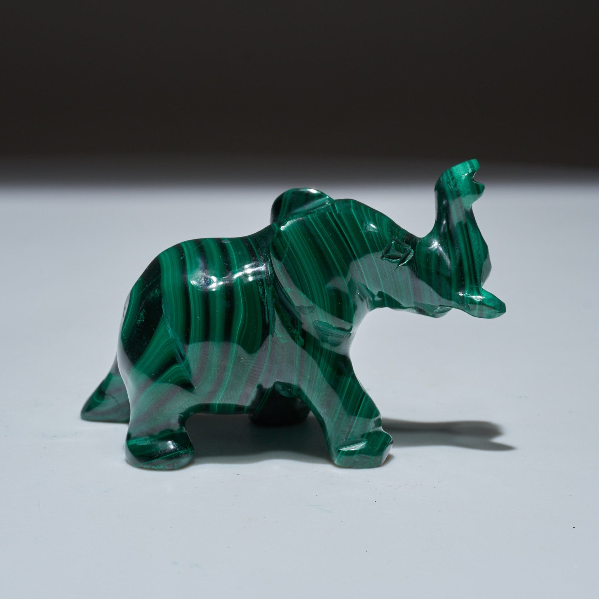 0.31 LB Carved Malachite Elephant