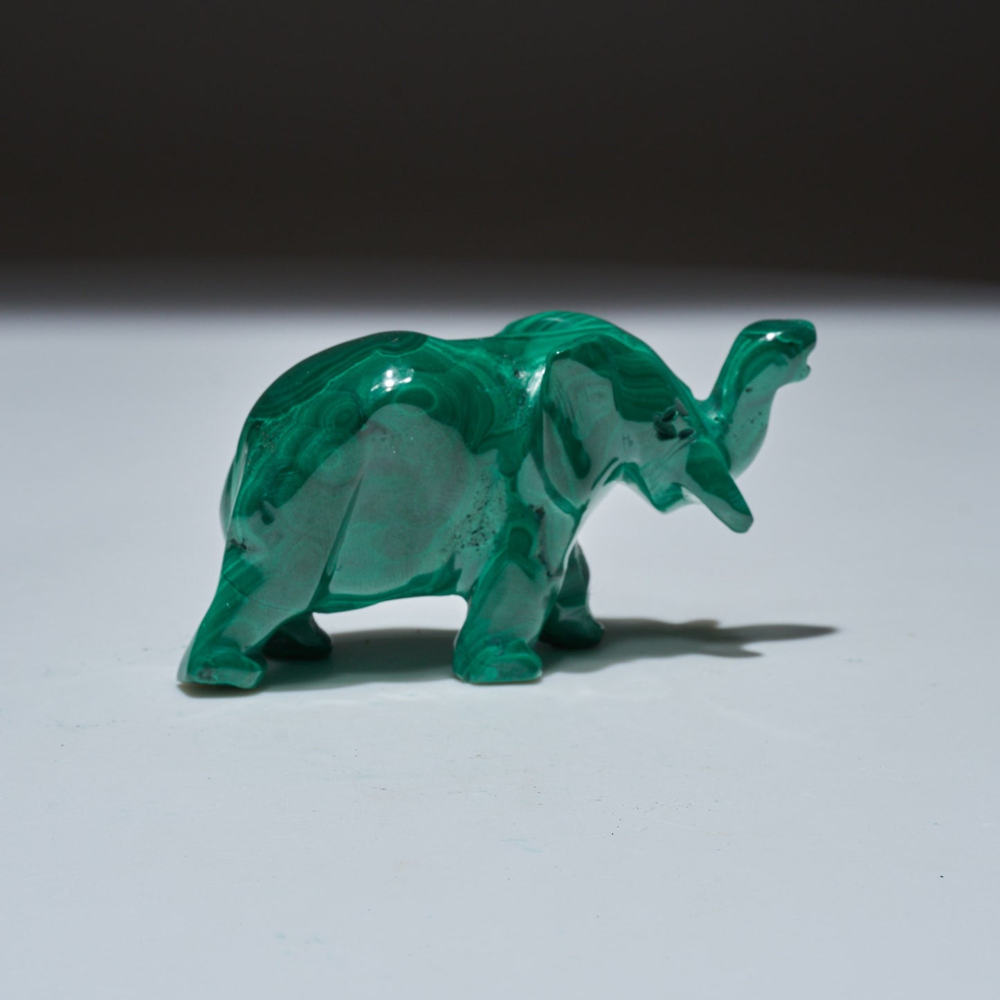 0.22 LB Carved Malachite Elephant