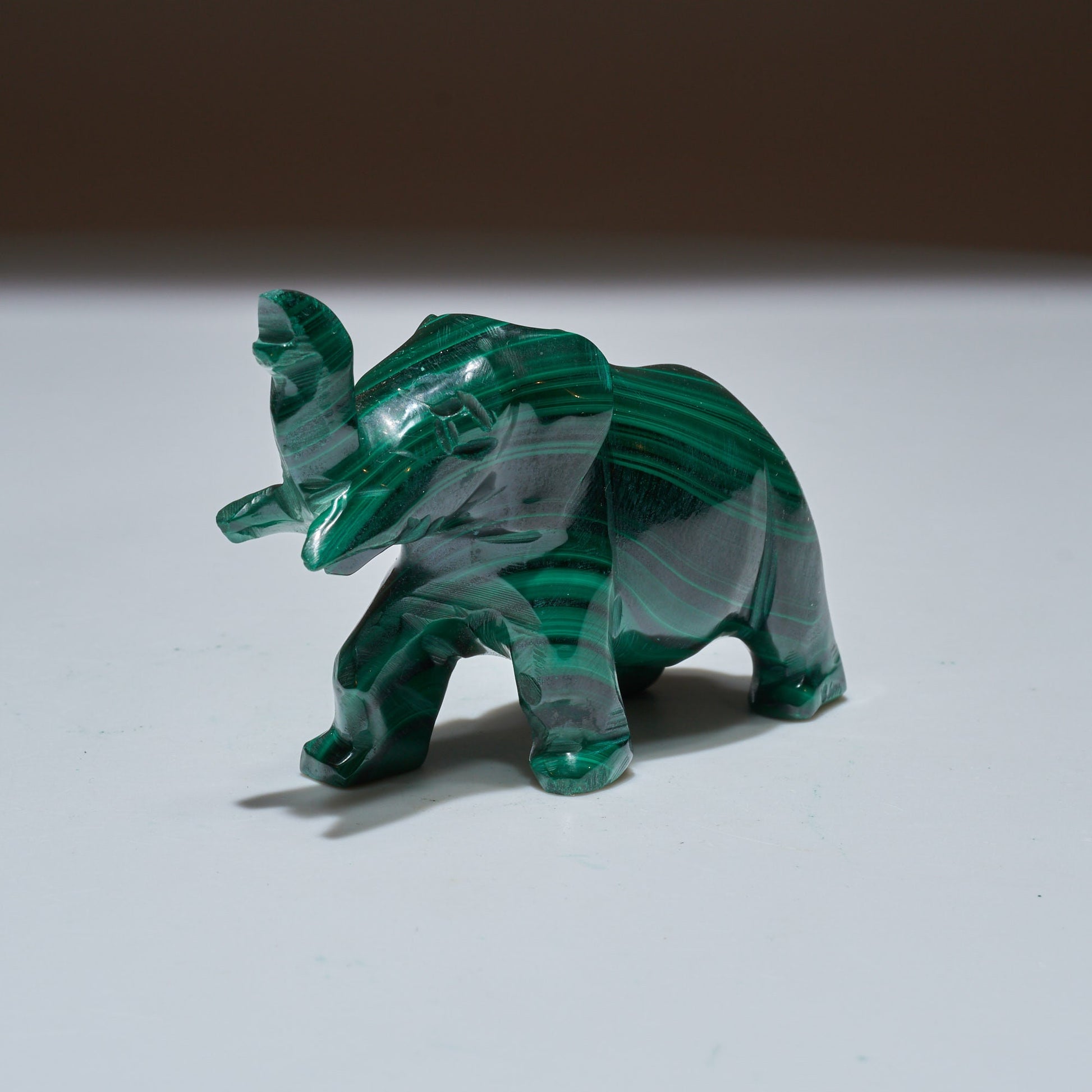 0.26 LB Carved Malachite Elephant