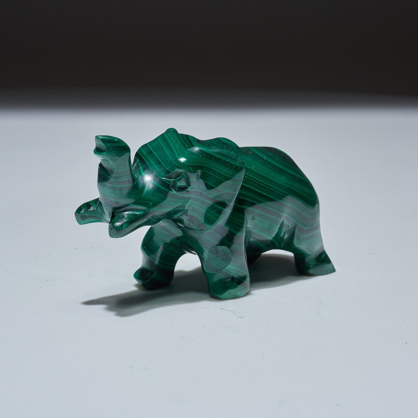 0.27 LB Carved Malachite Elephant