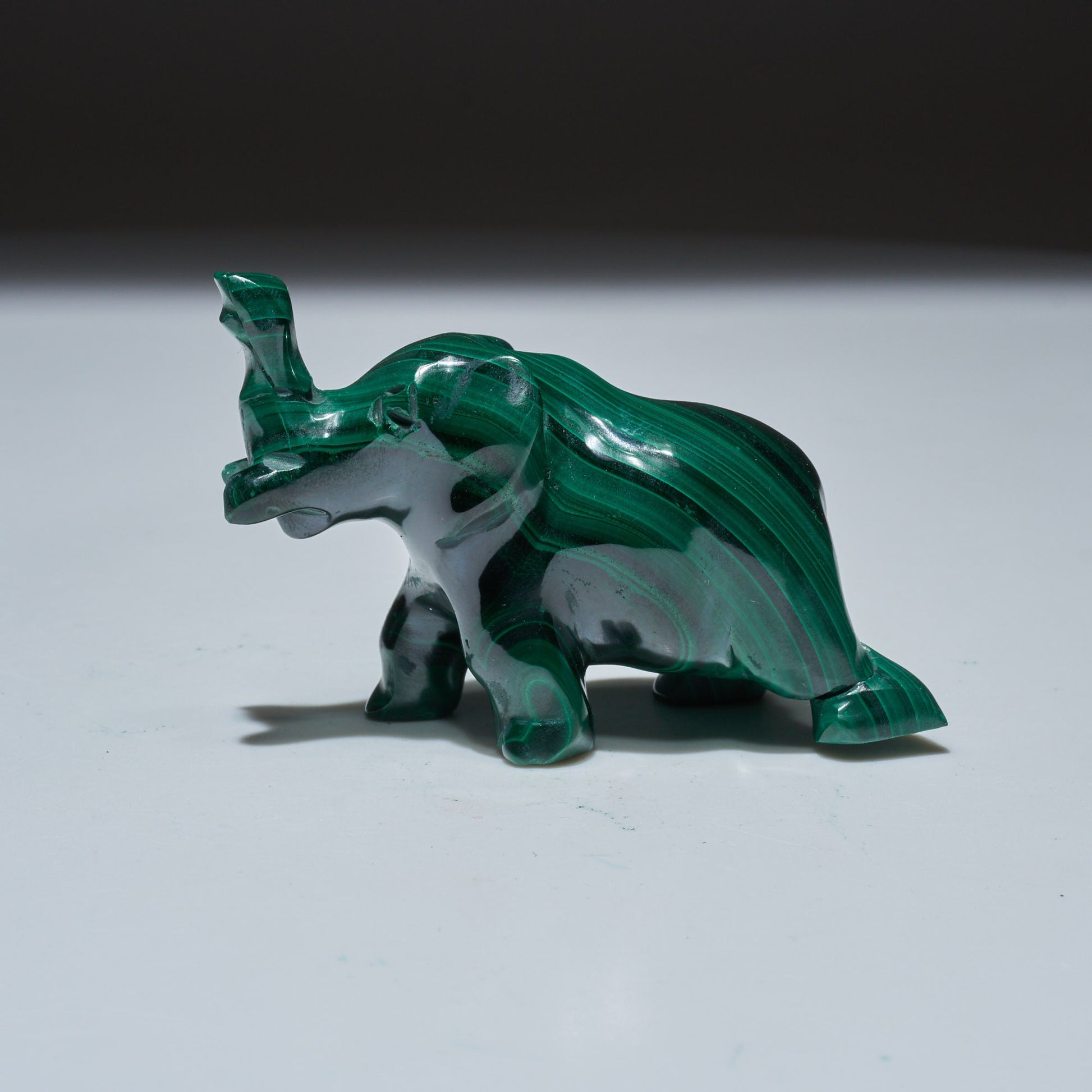 0.23 LB Carved Malachite Elephant