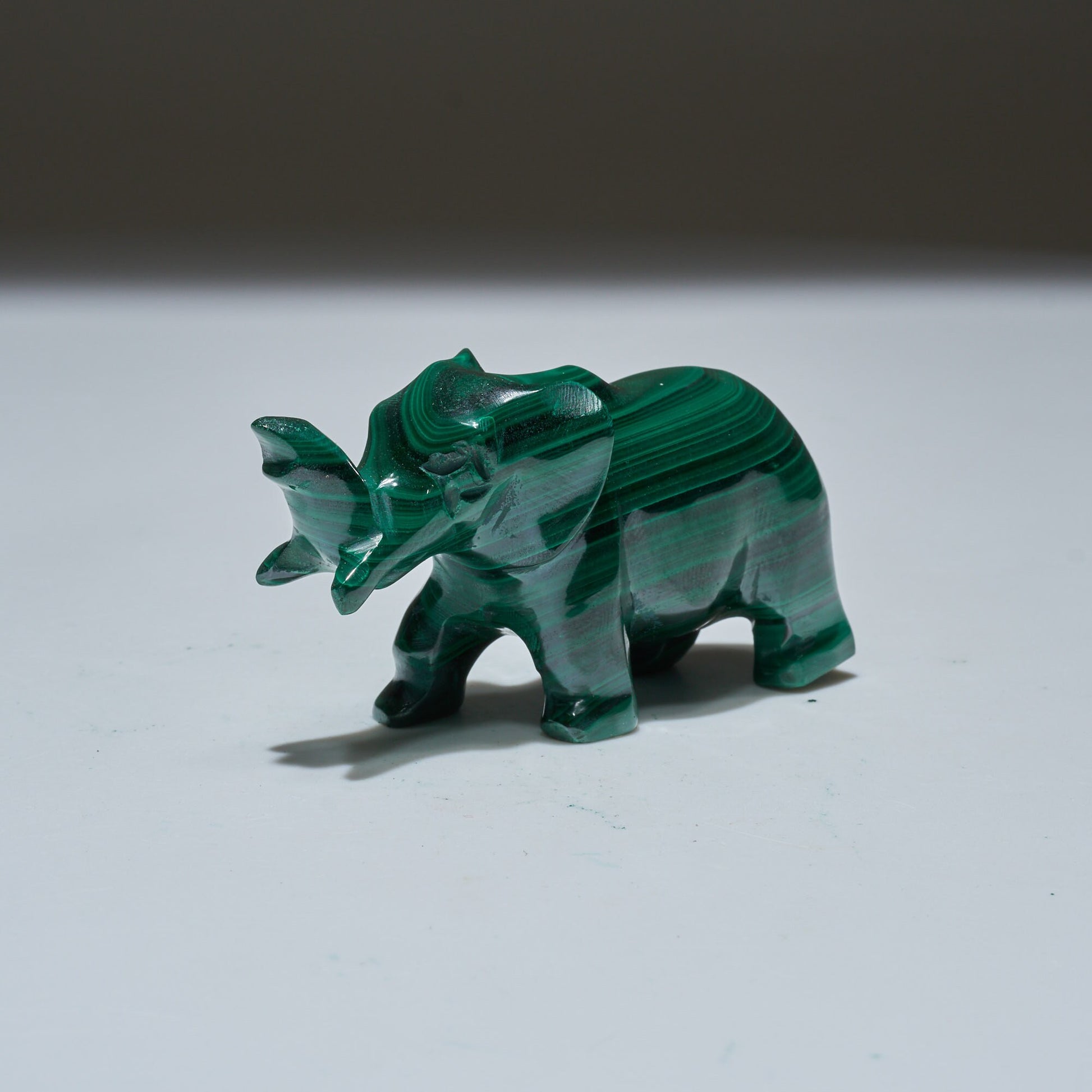 0.19 LB Carved Malachite Elephant