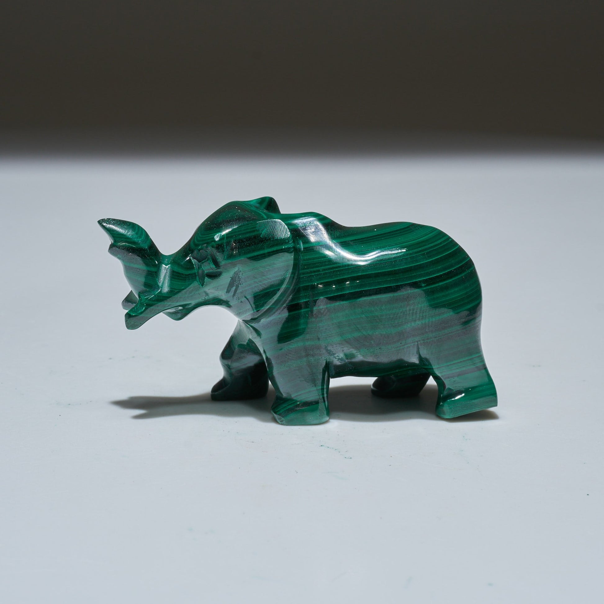 0.19 LB Carved Malachite Elephant