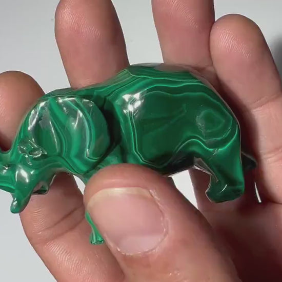 0.22 LB Carved Malachite Elephant