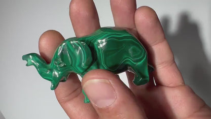 0.22 LB Carved Malachite Elephant