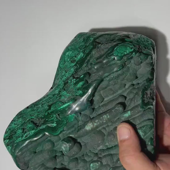 5.88 LB Half Natural Half Polished Stalactite Malachite Freeform