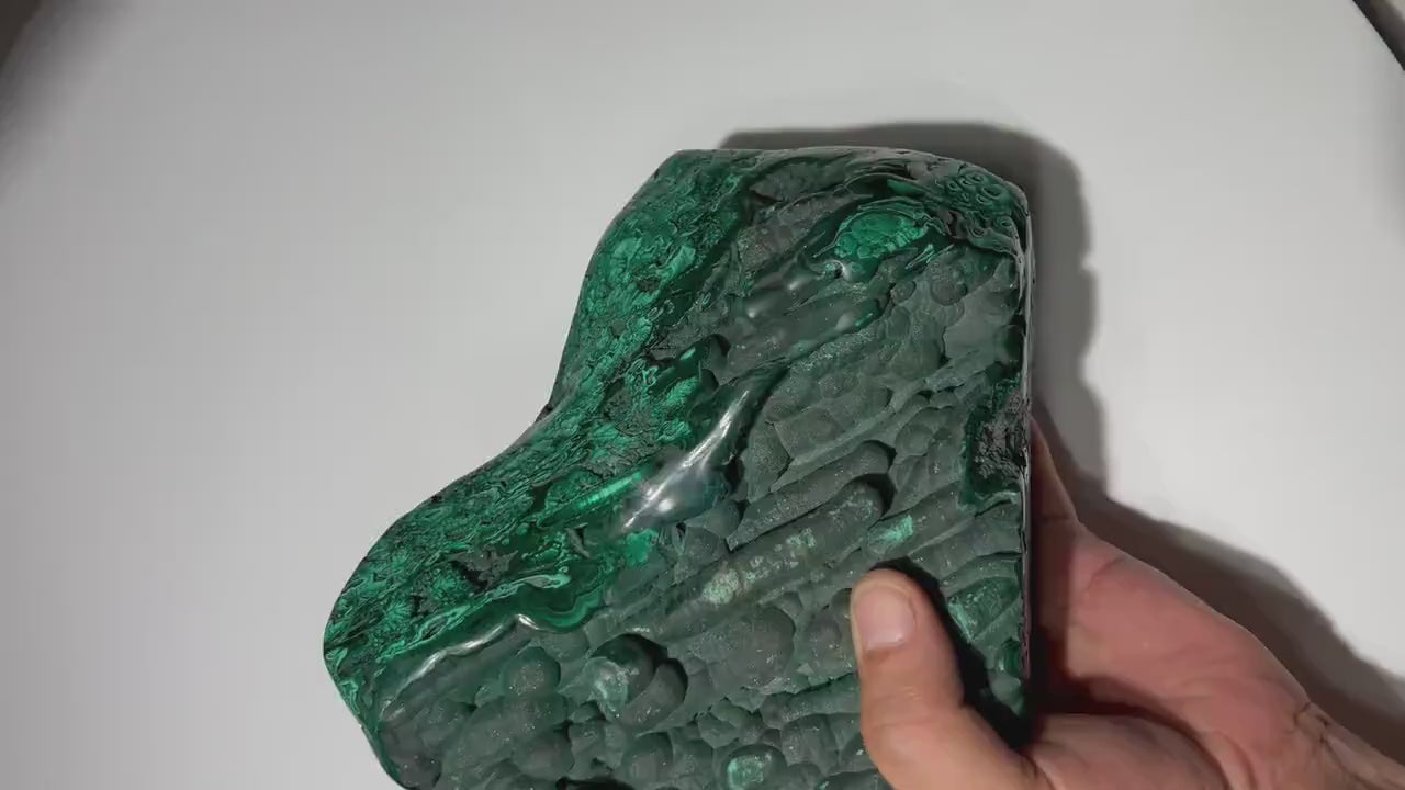 5.88 LB Half Natural Half Polished Stalactite Malachite Freeform