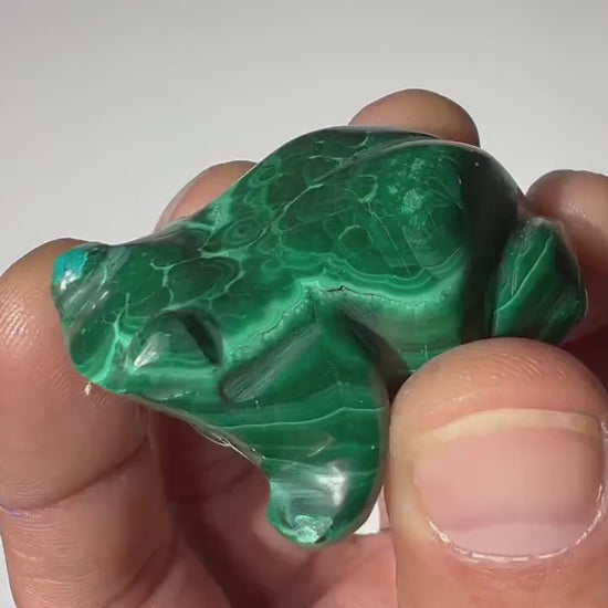 0.15 LB Carved Malachite Frog