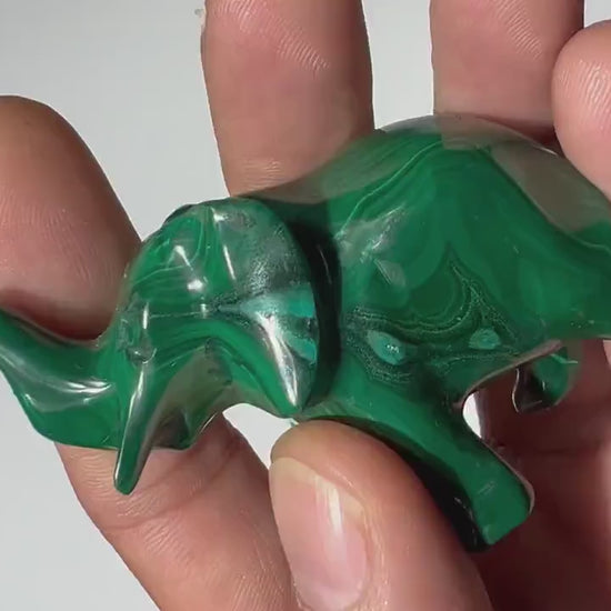 0.23 LB Carved Malachite Elephant