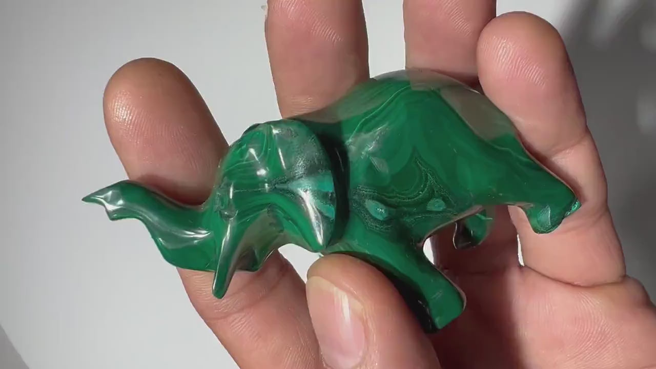 0.23 LB Carved Malachite Elephant