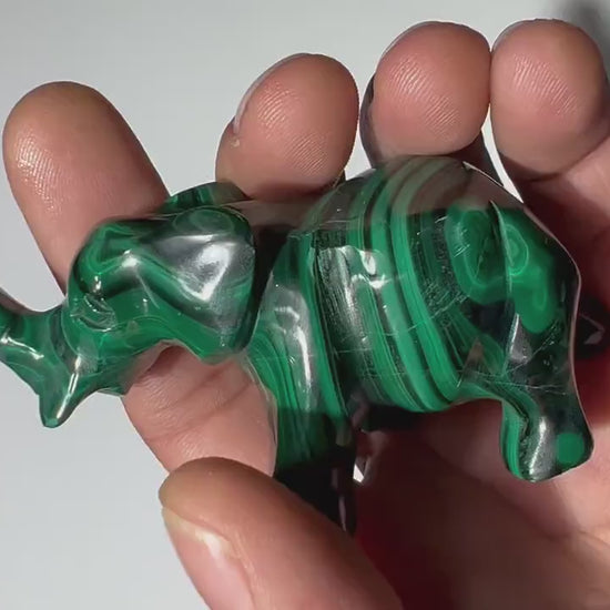 0.3 LB Carved Malachite Elephant