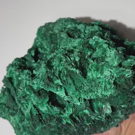 6.92 LB, 9 inches LARGE Cabinet Museum Piece Chatoyant Fibrous Malachite Specimen ( The Mountain )