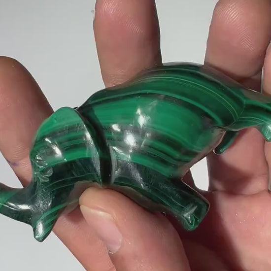 0.26 LB Carved Malachite Elephant