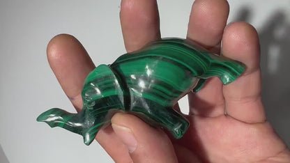 0.26 LB Carved Malachite Elephant