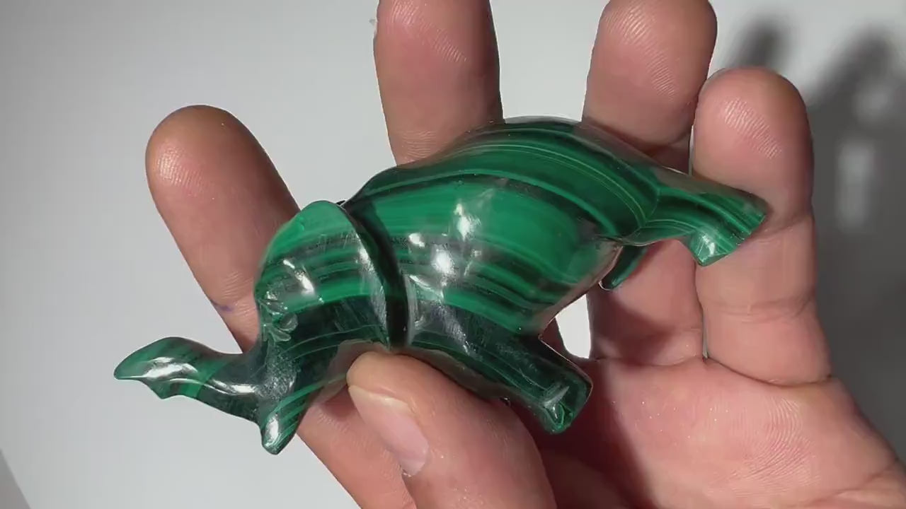 0.26 LB Carved Malachite Elephant