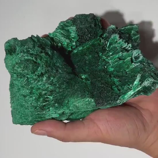 3.1 LB, 6 inches MEDIUM Cabinet Museum Piece Chatoyant Fibrous Malachite Specimen