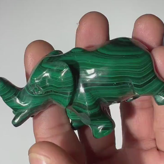 0.27 LB Carved Malachite Elephant