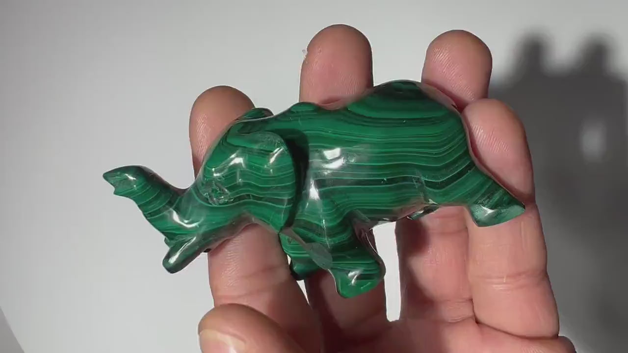 0.27 LB Carved Malachite Elephant