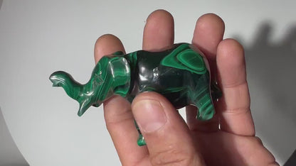 0.28 LB Carved Malachite Elephant