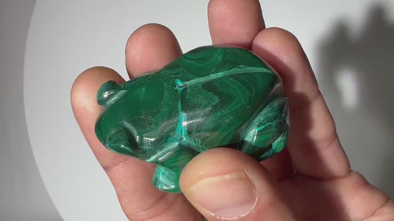 0.17 LB Carved Malachite Frog