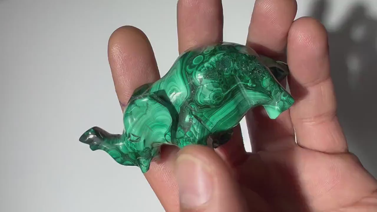 0.23 LB Carved Malachite Elephant